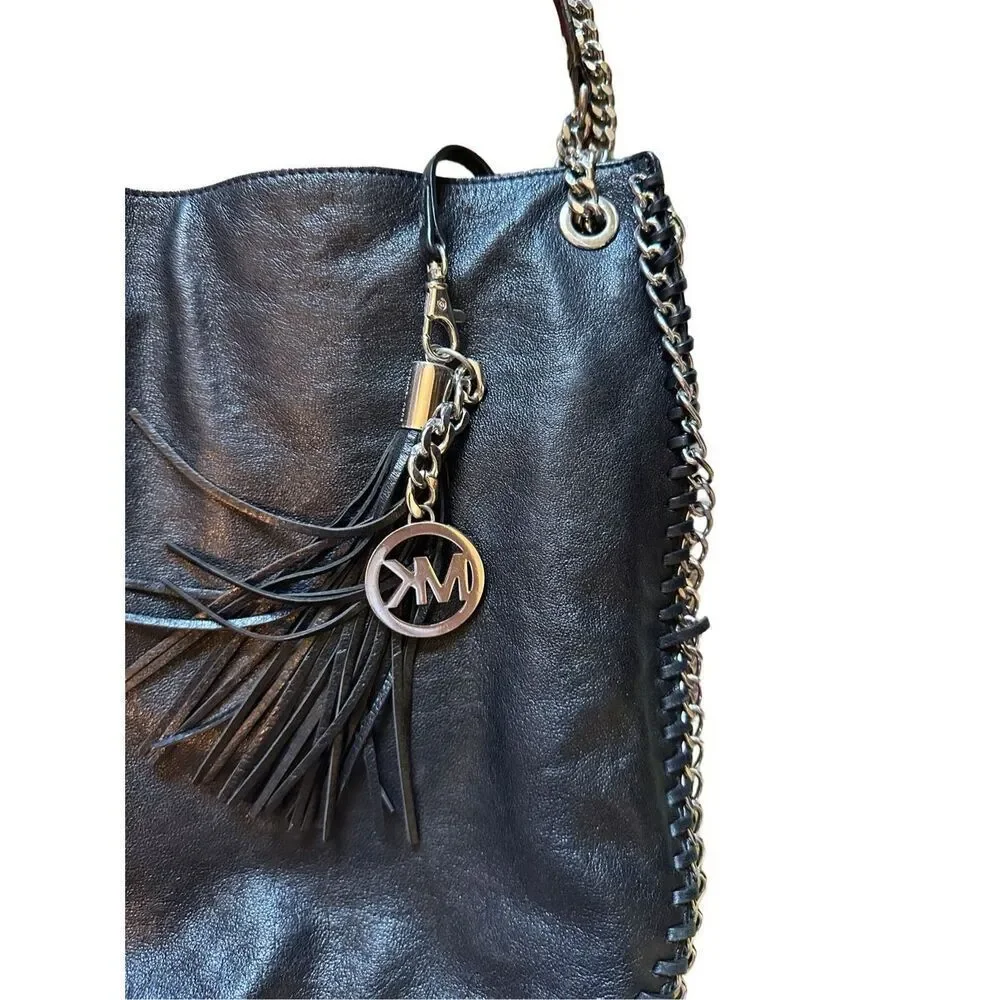 Michael Kors black leather with chain detail